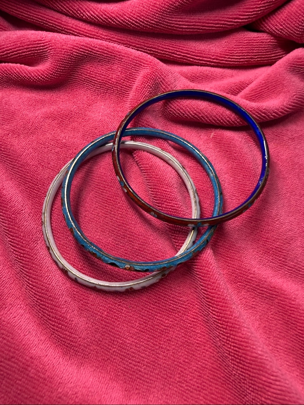 Vintage cloisonné enamel Blue Enamel Bangle Set – Women’s Fashion Bracelets